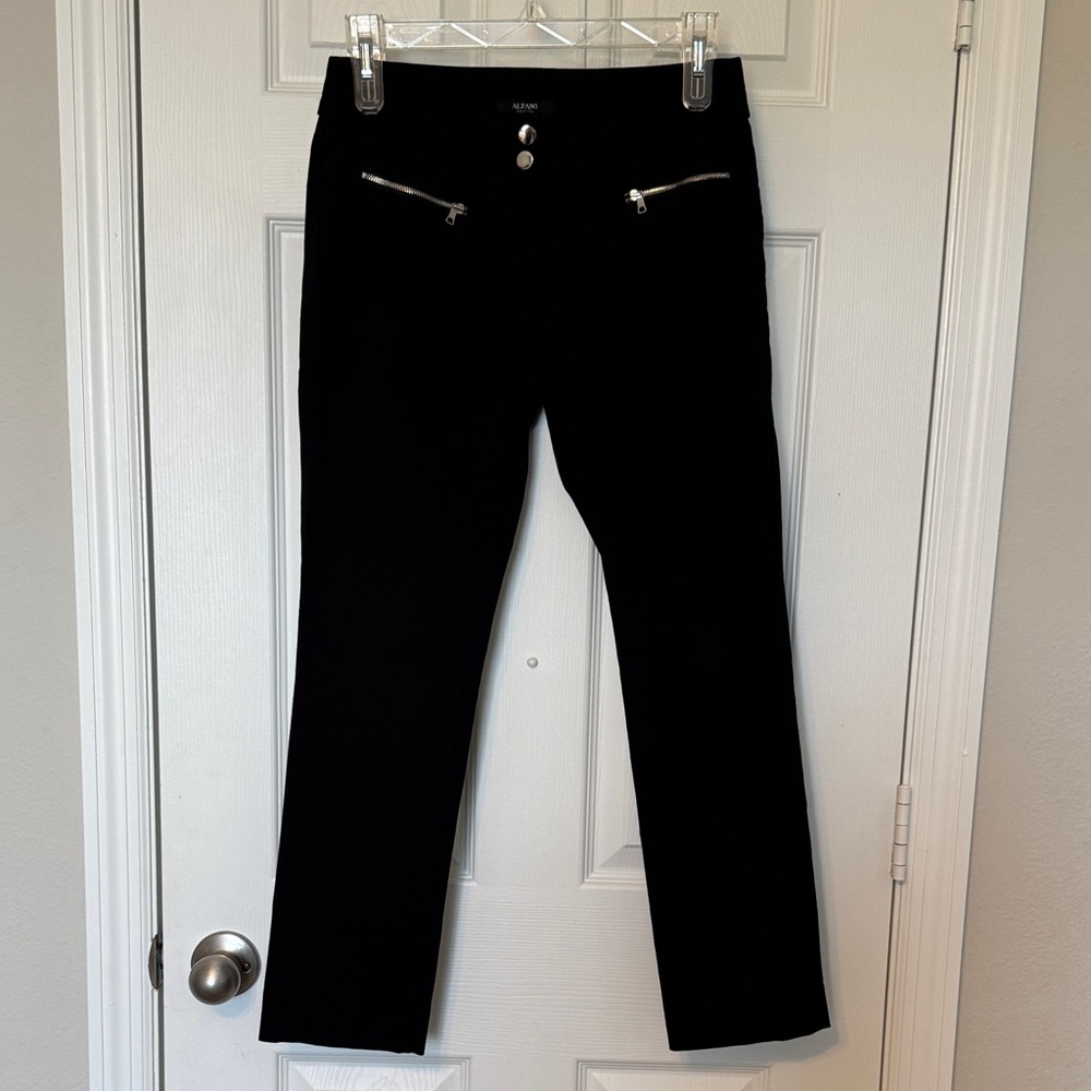 Alfani Black Straight-Leg Women’s Jeans with Zip Accents
